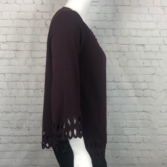 Alfani Deep Burgundy Cut Out Top Plus Size 1X 2X - Picture 3 of 4